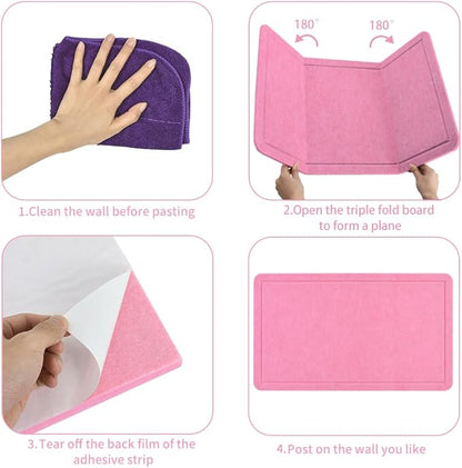 Vuzvuv Pink 28"x16" Large Cork Board with 50 Push Pins & Sticky Notes, Self-Adhesive Bulletin Board No Damage for Wall, Felt Pin Board for Paste Notes, Photos, Schedules Offices Home