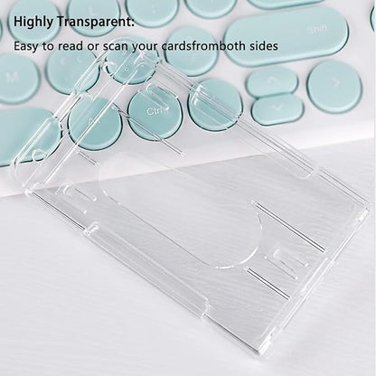 VIQWYIC 8 Pcs Vertical Card Holder, Hard Plastic Clear Badge Holders ID Card Badge Holder, Lanyard Card Holder, Transparent