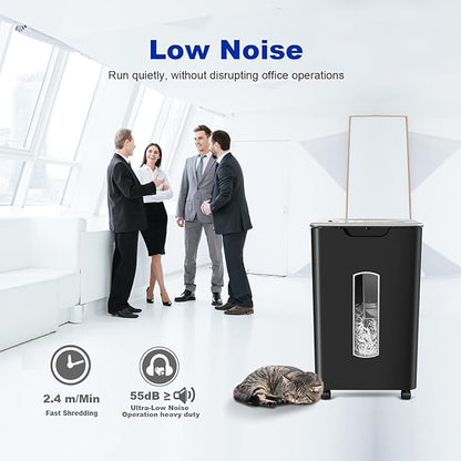 Paper Shredder for Home Office, 60 Sheets Auto Feed, 55dB Super Quiet, P-4 Cross Cut, 2.4m/min High-Speed Shredding, 5.8 Gallon Bin, CD/Credit Card Shredder with Anti-Jam & Dual Modes