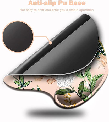 Ergonomic Mouse Pad with Wrist Support,Mouse Pads with Non-Slip PU Base for Home Office Working Studying Easy Typing & Pain Relief Pink