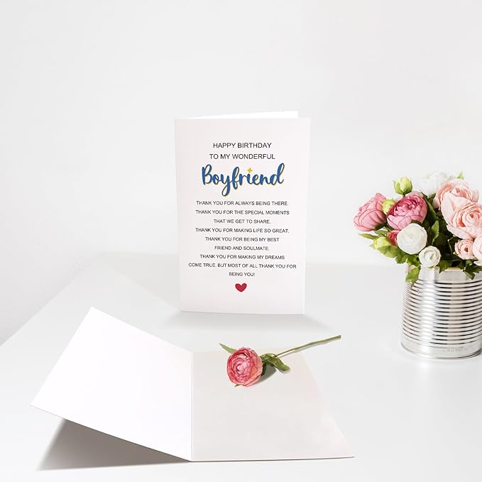Chenive Romantic Poem Birthday Card for Boyfriend