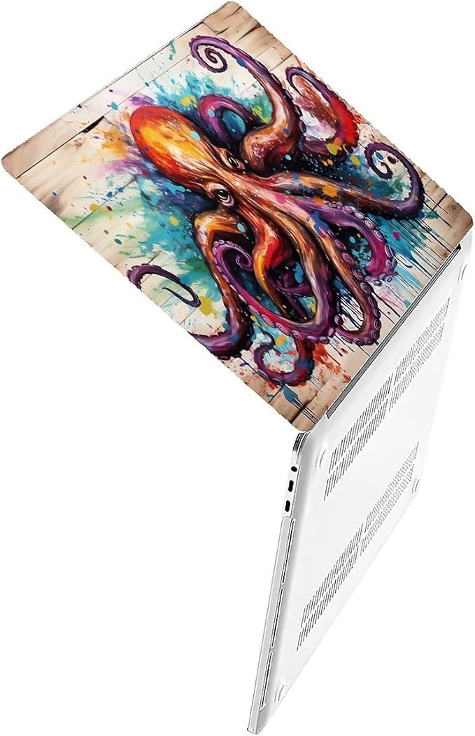 Compatible with MacBook Air 13.6 Inch Case 2024 2023 2022 Release Model A3113 M3 A2681 M2, Colourful Octopus Hard Plastic Shell Cover Case
