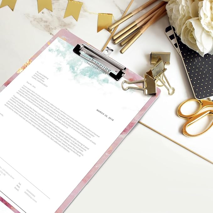 WAVEYU Cute Clipboard, Decorative Office School Fashion Hardboard Wood Nursing Clip Board for Standard A4 Letter Size for Students, Women,12.5"x 9", Colorful