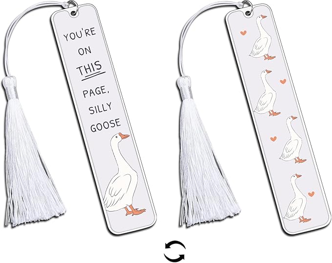 Funny Bookmarks, Cute Book Marks for Reading, Cute Silly Goose for Teen Girls Boys, Back to School Supplies Book Accessories Birthday Christmas