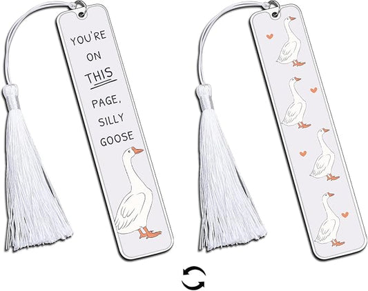 Funny Bookmarks, Cute Book Marks for Reading, Cute Silly Goose for Teen Girls Boys, Back to School Supplies Book Accessories Birthday Christmas