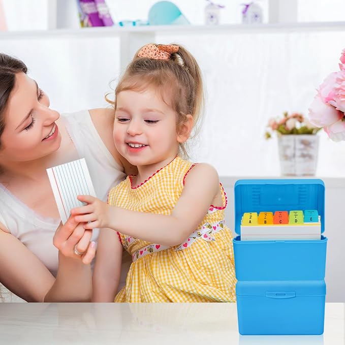 H4D 3x5 Index Card Holder with 100 Heavyweight Ruled Index Cards and 25 Plastic Dividers, Blue