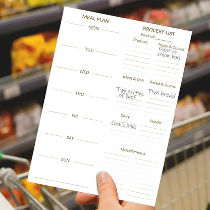 Weekly Meal Planner and Grocery List Magnetic Notepad. 10" x 7" Meal Planning Pad with Tear Off Shopping List. Family Dinner Menu & Meal Prep Plan. 52 Sheets