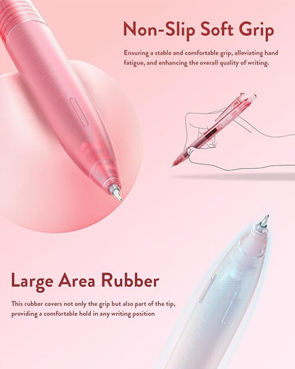 Four Candies 12Pack 0.5mm Quick Dry Retractable Gel Pen Set, Cute Transparent Fine Point Multicolor Note Taking Aesthetic lnk Pens, Comfort Grip 12 Ink Colors Drawing Writing School Office Home