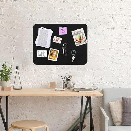 Vuzvuv 16x12 inch Black Cork Board Bar with 20 Pushpins, Self-Adhesive Bulletin Board Strips No Damage for Wall, Felt Pin Board for Paste Notes, Photos, Schedules Offices Home