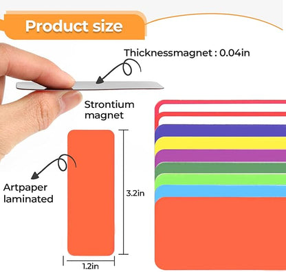54pcs Magnetic Dry Erase Labels 9 Colorful Name Tags Flexible Reusable Magnetic Label Stickers for White Board Refrigerator Locker Size 3.2"x1.2" by Mositear