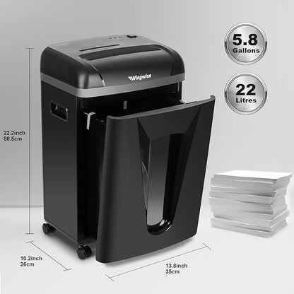 P-5 High-Security Micro-Cut Shredder (2x12mm, 58dB) – 9 Sheets, 2.4m/min, Shreds CDs/Credit Cards, 5.8Gal Bin for Home/Office