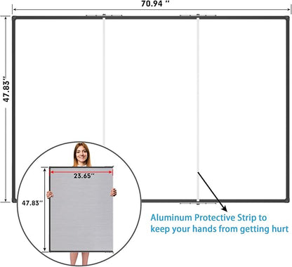 JILoffice Large Magnetic White Board 72 x 48 Inches, Foldable Dry Erase White Board, Black Aluminum Frame Wall Mounted Board for Office Home and School