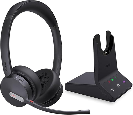 Yealink WH64 Dual UC DECT & Bluetooth Wireless Headset, 606ft Range,Zoom,Skype Certified,On Ear Work Wired Headphone with 3X Noise Cancelling Mic, 32 Talk Time, Office Desk IP Phone, PC,Computer