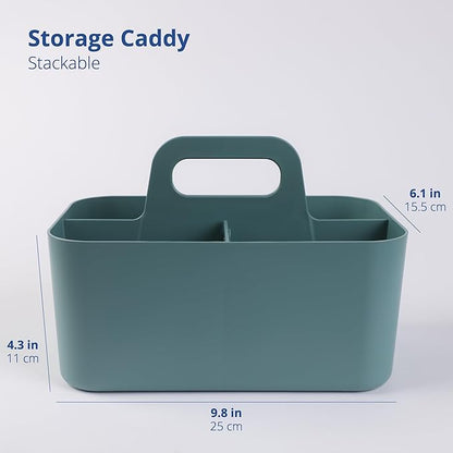 BLUE GINKGO Stackable Organizer Caddy – Korean-Made Portable Tote for Bathroom, Office, Crafts, or School Supplies (Rectangle, Green)