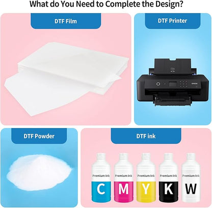 JOYCUT DTF Transfer Film - A4（8.3"×11.7"）30 Sheets Double-Sided Matte Finish, DTF Film for Sublimation and DTF Inkjet Printer, Direct to Film Transfer Paper for T-Shirts Textile