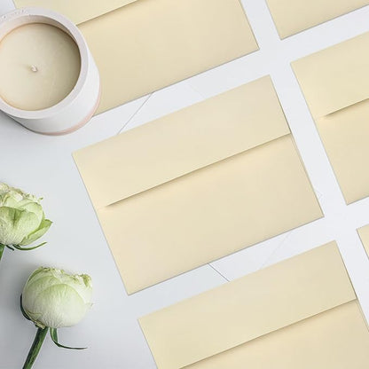Cream Blank Cards and Envelopes, Goefun 5x7 Folded Ivory Cardstock and A7 Envelopes Self Seal 100 Pack for Wedding, Invitations, DIY Greeting Cardstock, Thank You Cards & All Occasion