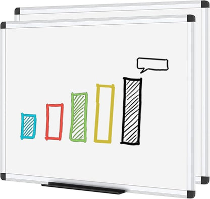 VIZ-PRO Dry Erase Board/Whiteboard, Non-Magnetic, Pack of 2, 36 x 24 Inches, Wall Mounted Board for School Office and Home