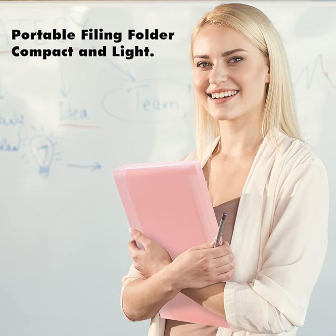 Expanding File Folder A4,13 Pockets File Organiser with Colored Tags, Paperwork A4 Plastic Wallet Document Storage Expander for School,Office and Home, Pink