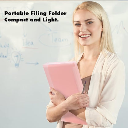 Expanding File Folder A4,13 Pockets File Organiser with Colored Tags, Paperwork A4 Plastic Wallet Document Storage Expander for School,Office and Home, Pink