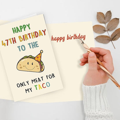 Funny 47th Birthday Card Gifts for Men, Happy 47th Birthday Decorations for Husband Him, Taco Gifts for 47 Years Old Bday Man, Cool 47 Mens Bday Ideas