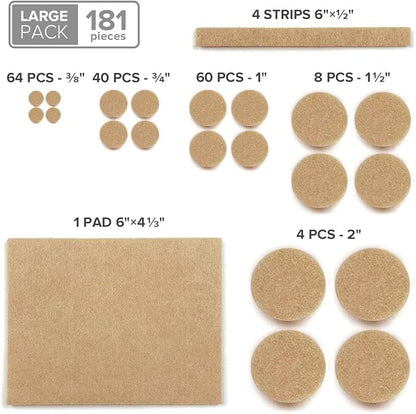 Felt Furniture Pads X-PROTECTOR 181 PCS Premium Furniture Pads - Felt Pads Furniture Feet Best Wood Floor Protectors - Protect Your Hardwood & Laminate Flooring!