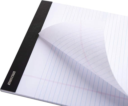 Mintra Office Legal Pads - ((BASIC WHITE 6pk, 8.5in x 11in, WIDE RULED)) - 50 Sheets per Notepad, Micro perforated Writing Pad, Notebook Paper for School, College, Office, Business