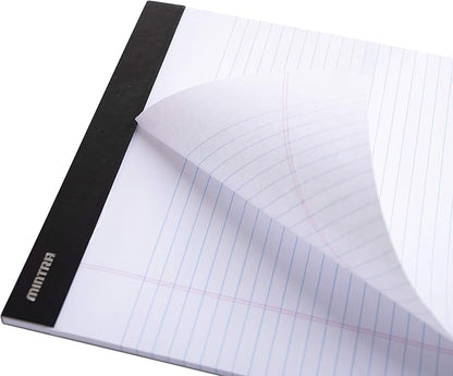 Mintra Office Legal Pads - ((BASIC WHITE 6pk, 8.5in x 11in, WIDE RULED)) - 50 Sheets per Notepad, Micro perforated Writing Pad, Notebook Paper for School, College, Office, Business