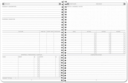BookFactory Project Diary/Project Management Logbook - Wire-O, 100 Pages, 8.5" x 11" (JOU-100-7CW-PP(Projects))