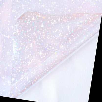 2 Types Transparent Holographic Overlay Lamination Vinyl A4 Size Self-Adhesive Laminate Waterproof Vinyl Sticker Paper, 20 Sheets 8.25 x 11.7 Inches