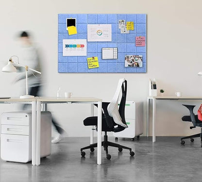 Large Cork Board Felt Board Tiles for Walls with 30 Push Pins, 11.8"x11.8" Pack of 6 Pin Board Notice Boards for Home Office Kitchen, Bulletin Board Wall Tiles for Photos Memos