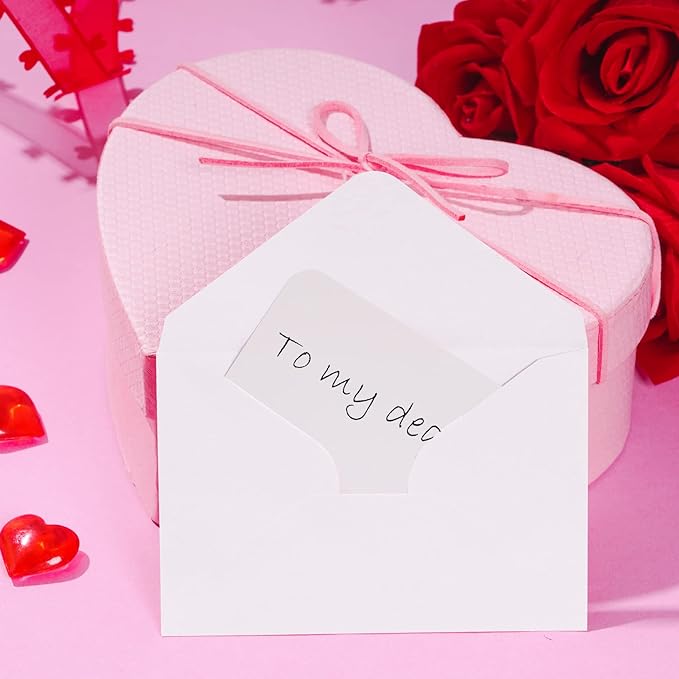 jiebor 100 Sets Small White Envelopes with Small Blank Gift Business Card Wedding Invitation Pocket Envelopes for Graduations Wedding Shower Holiday 4.37 x 2.91 Inch
