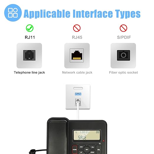 Phone Cord for Landline, 1 Pack 26 Feet(8M) RJ11 6P4C Phone Extension Cord, White Telephone Line Cord, RJ11 Extension Cable for Office or Home