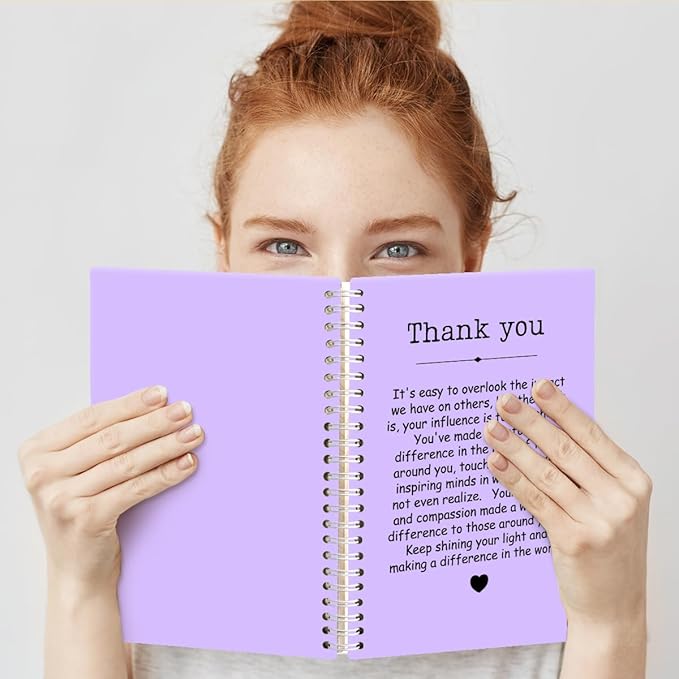 Thank You Purple Hardcover 160 Pages Spiral Notebooks, Funny Thank You Gifts for Women Men Coworkers Leader Mentor, Appreciation Gifts for Employees, Thanksgiving Gifts for Colleagues Leaders