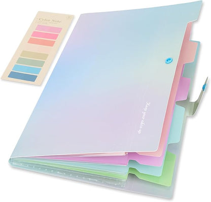 Ddaowanx Expanding File Folder, Letter A4 Size Accordion Plastic File Organizer, 5 Pocket Folders for Documents, Aesthetic Folder with Labels, Paper Organizer for School Office Supplies (Aurora Blue)