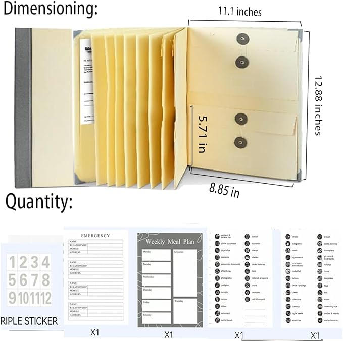 in Case I Go Missing Binder,The Folio Document Organizer,Lifebook Document Organizer with Labels,Suitable for Important Document,Emergency Binder,Life Binder,Passports,and Letters(Yellow)
