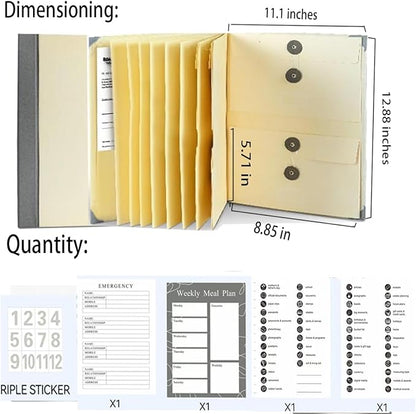 in Case I Go Missing Binder,The Folio Document Organizer,Lifebook Document Organizer with Labels,Suitable for Important Document,Emergency Binder,Life Binder,Passports,and Letters(Yellow)