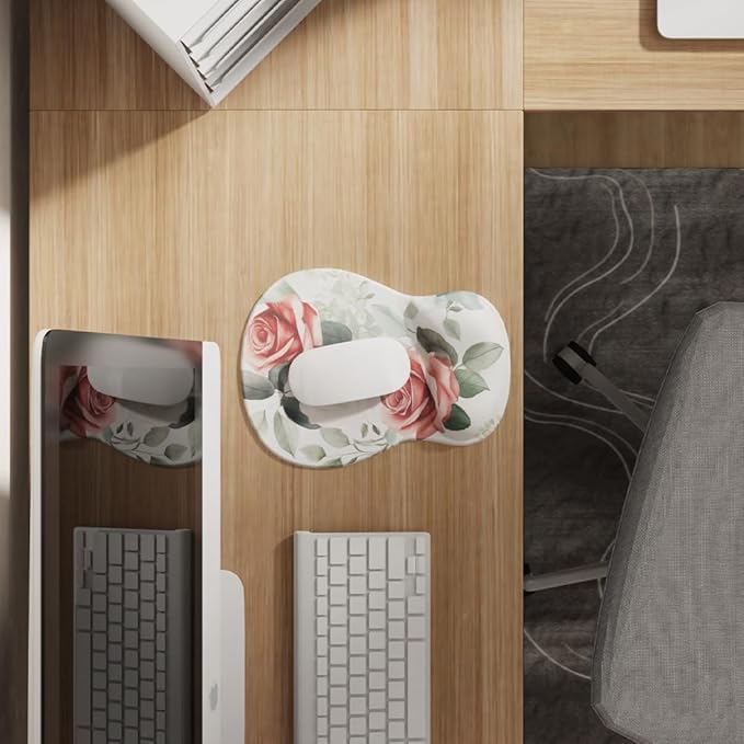 ErgoComfort Gel Wrist Rest Mouse Pad-Ergonomic Office Mousepad with Wrist Support-Non-Slip, Design Desk Accessories Mat for Home&Game Decor (08Eternal Roses)