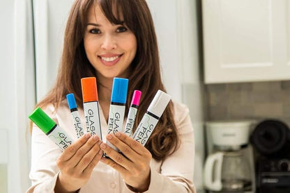 Glass Pen Window Marker: Liquid Chalk Markers for Glass, Car Marker or Mirror Pen with Washable Paint - Graduation Car Windows, Storefront Window, Wedding, Parade, Party & Holiday (Pink, Fine Tip)