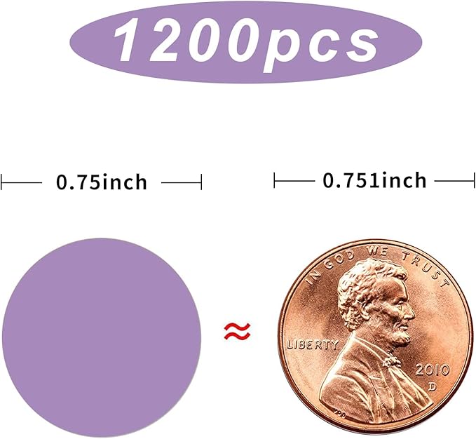 1200 Pieces 0.75 Inch Round Color Coding Label Garage Sale Stickers Blank Yard Sale Price Stickers Permanent Adhesive Dots,Easily Writable with Perforation Line (Purple)