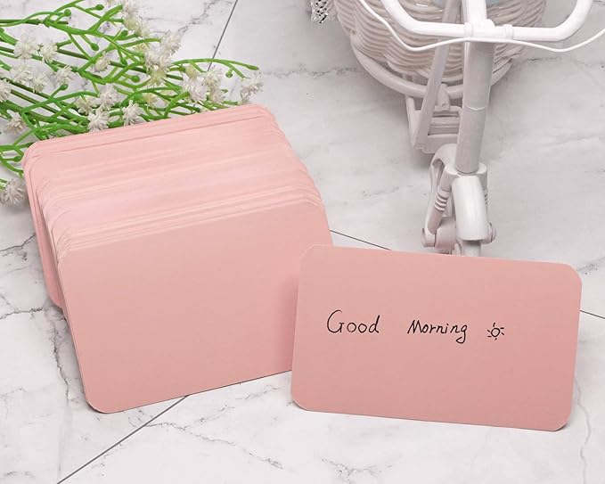 Penta Angel 100 Pcs Mini Paper Blank Gift Notes Cards DIY Craft Small Word Business Message Cards (Pink)