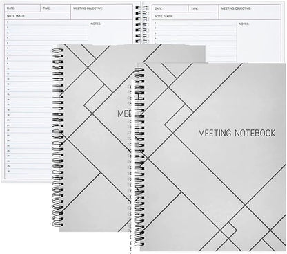 2 Pack Meeting Notebooks for Work, Spiral-Bound Daily Planner for Project Management, Office, Business, Note Taking, Organizer (160 Pages, 8.5 x 11 In)