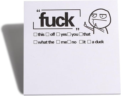 Fresh Outta Fucks Pad and Pen Funny Sticky Notes and Pen Set White Elephant Gift Novelty Pen Funny Desk Accessory Fun Gifts for Friends (B-Set 2 Pen+4 Notes)