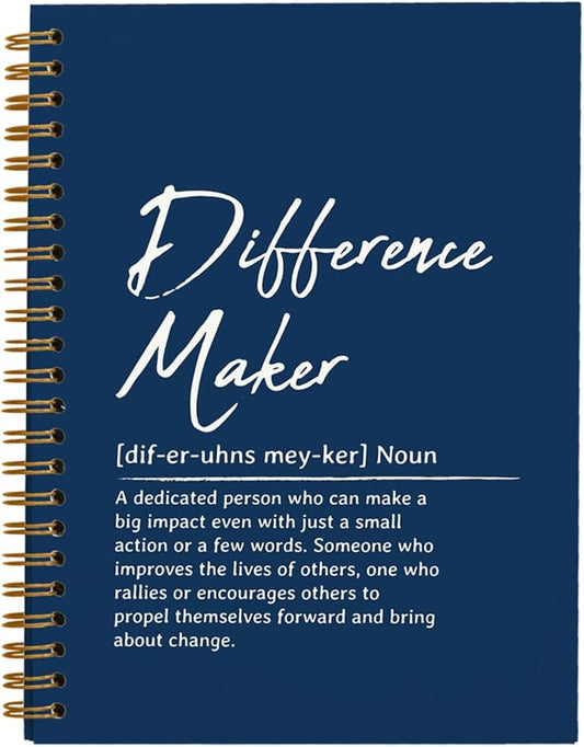 OXW Difference Maker Appreciation Gift, Meeting Notebook for Work, Thank You Gifts for Leader Mentor Manager Boss, Office Supplies Social Worker Gifts, Navy Blue Hardcover Spiral Notebook 5.5 x 8.3