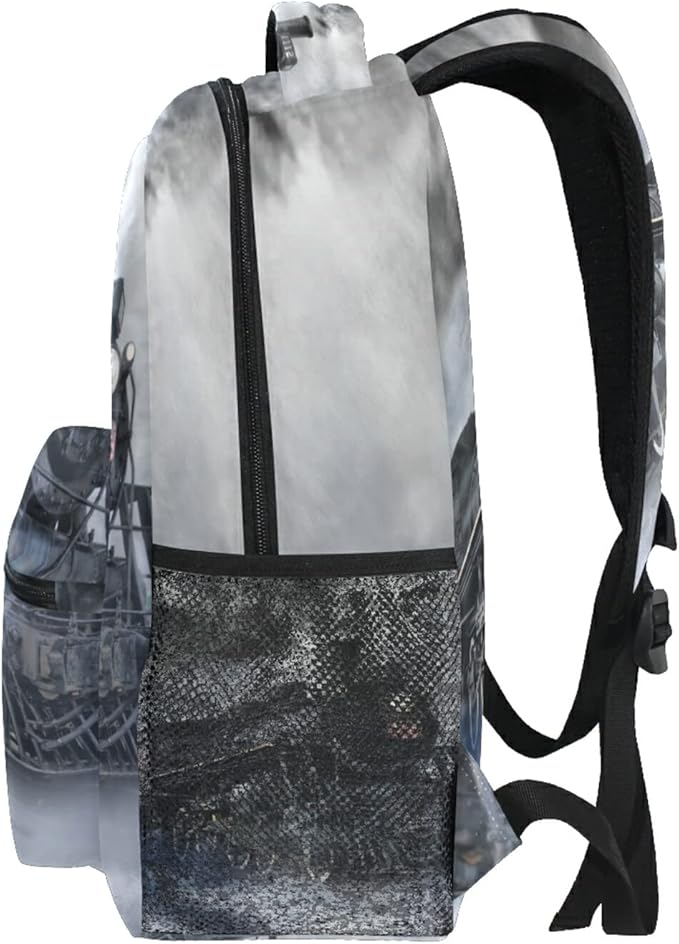 AUUXVA Vintage Locomotive Train School Backpack for Girls Boys Kids Laptop Backpack Travel Camping Daypack