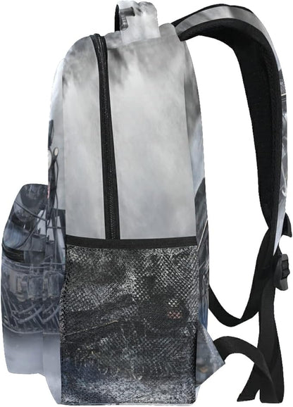 AUUXVA Vintage Locomotive Train School Backpack for Girls Boys Kids Laptop Backpack Travel Camping Daypack