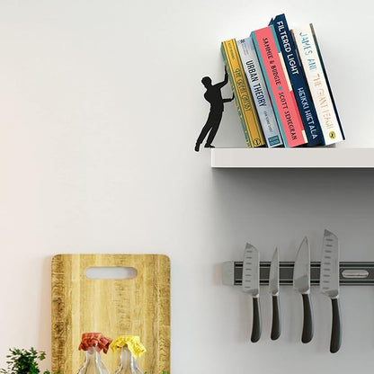 Artori Design Book Ends to Hold Books Heavy Duty - Hidden Metal Bookends for Shelves Desk or countertop - Bookend Book Holder for Home Decorative - Gift for Book Lovers and Home Decor (Cliffhanger)