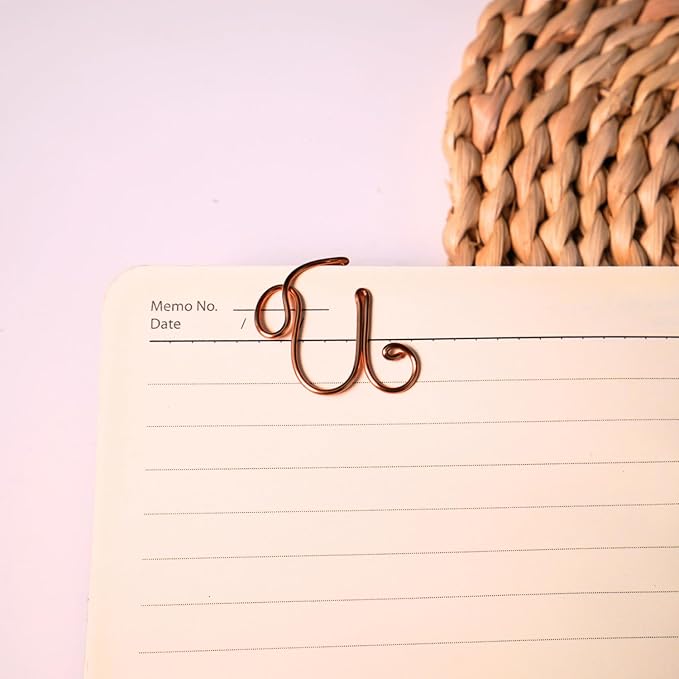 Personalized Initial Copper Bookmark, Set of 5, Handmade Copper Gift for Her, Him, Couple on Birthday, Wedding Anniversary, Alphabet Bookmark (U)