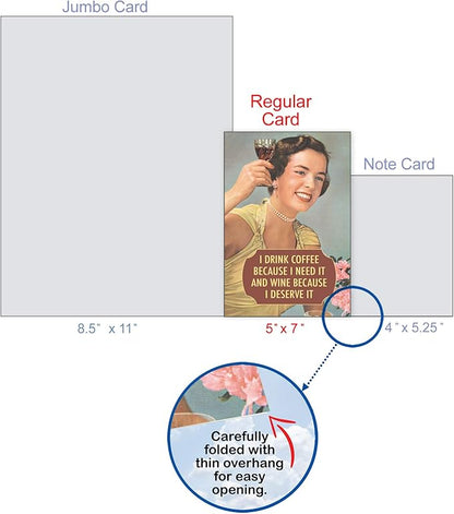 NobleWorks Funny Birthday Greeting Card with 5 x 7 Inch Envelope (1 Card) Bday Drink Coffee and Wine 4077