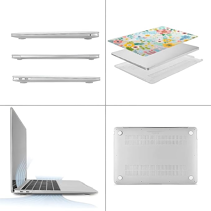 Compatible with MacBook Air 13.6 Inch Case 2024 2023 2022 Release Model A3113 M3 A2681 M2, Abstract Flower Hard Plastic Shell Cover Case