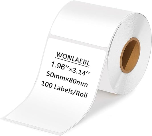 1.96''×3.14'' (50x80mm) Rectangular Thermal Labels for M110/M108/M220/M260/T50M Label Makers, Self-Adhesive Stickers for 4X6 Thermal Printer Labels, Small Business Barcode & Packaging, 100pcs, White